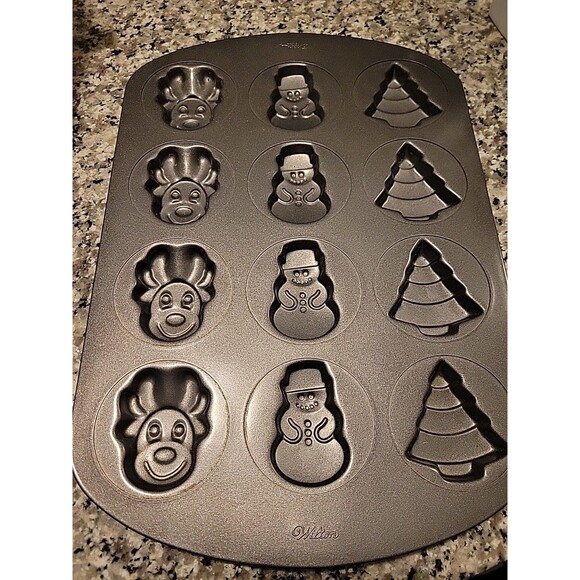 Wilton Other - Wilton Christmas Cookies Sheet 12 Cavity Snowman, Reindeer, X-mas Tree Used